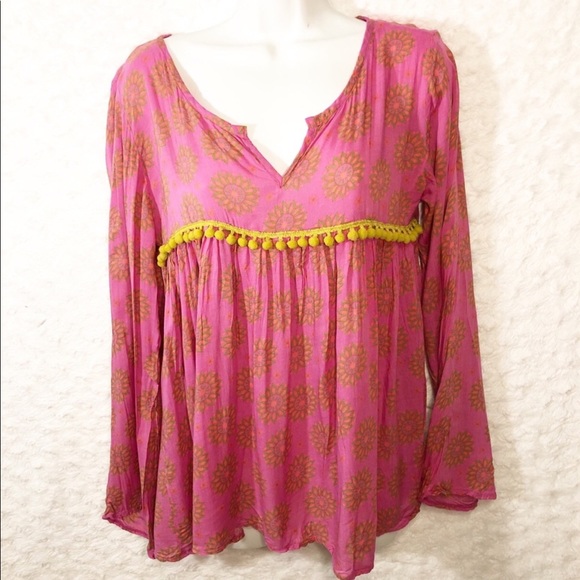NATURAL LIFE Tops - Live Happy by Natural Life/ Pom Pom Tunic -L/XL